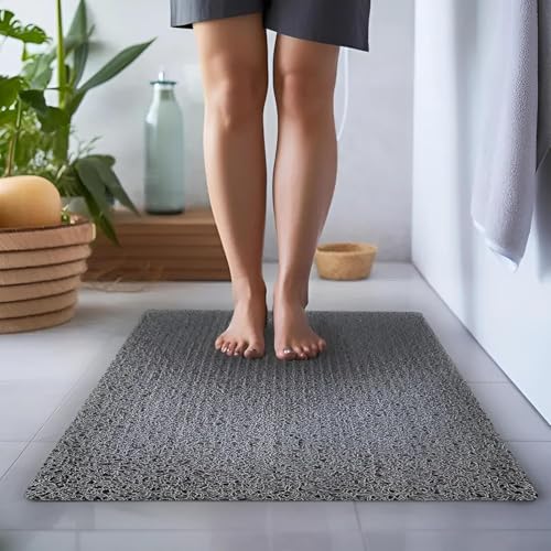 Image of VNQ! Cushion Noodle Mat for Home Entrance, Heavy Indoor Outdoor Anti Slip PVC Floor Mat for Bedroom, Kitchen, for Bathroom, Doors, Office, Door Mat, Bath Mat Colour Grey|(2X3 Feet)