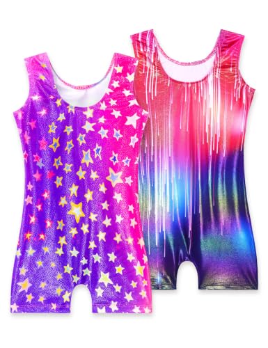 Image of 2 Pack Leotard for Girls Gymnastics Sparkly Sleeveless Unitards