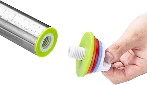 Miniatura 3 de Juego de Rodillo y Tapete para Hornear Repostería, Rodillos con Anillos de Grosor Ajustable, Rodillo de Masa de Acero Inoxidable para Hornear