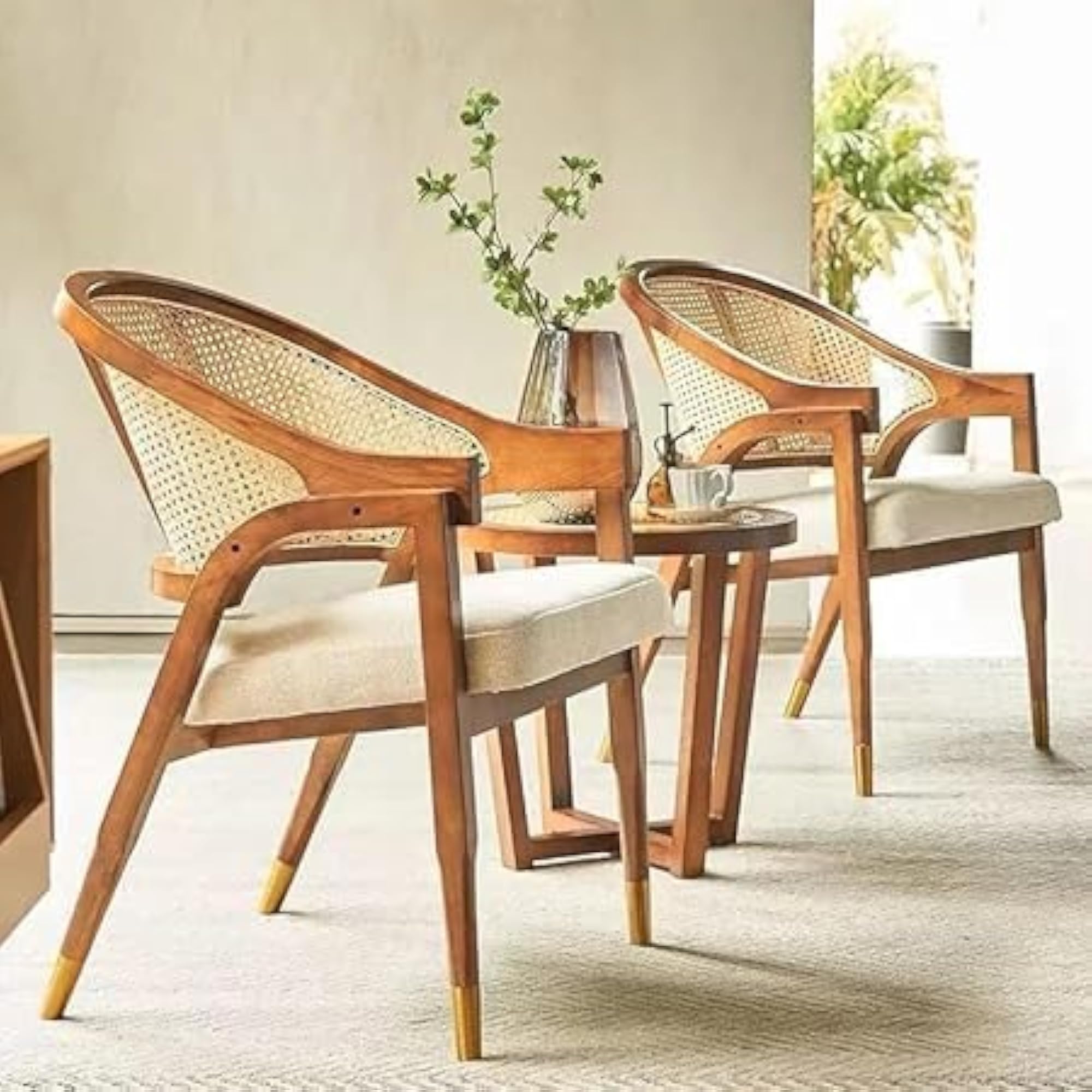 Solid Wooden Rattan Arm Chair for Living Room