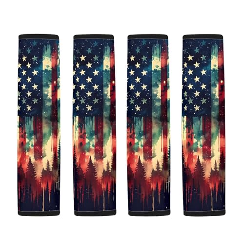 Image of AFPANQZ American Flag Painting Car Seat Belt Pads Covers Harness Vehicle for Adults Kids 1 Pair /Set Safety Seatbelt Cushion Pad Cute Shoulder Straps Pads for Bags
