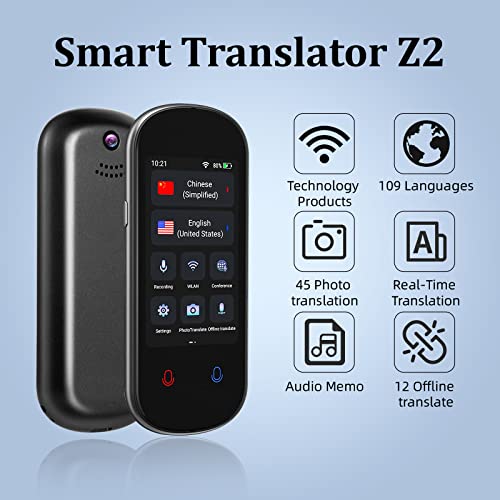 Instant Language Translator Device, Two-Way Smart Voice And Photo Pocket Translator Real Time, 109 Languages Supported, Standy 180H, Portable Offline Translation For Business, Learning & Travel #TOP1