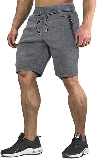 CRYSULLY Mens Sweat Shorts Cotton Running Jogger Casual Sweatpants Shorts