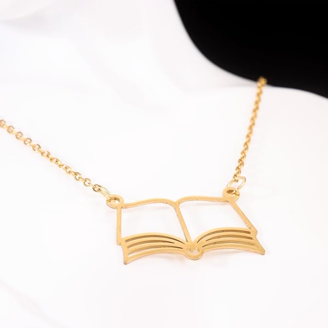 Kivosliviz Book Jewelry for Women Gifts Book Club Bookish Stuff Readers and Books Lover Necklace Book Merch