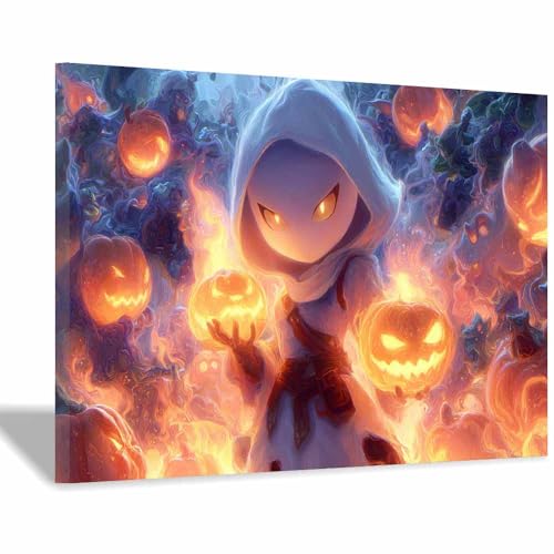 Poster Halloween CUDAOO Grand Format - Cadre Doré Inclus pour Finir un Mur Vide 70x100cm