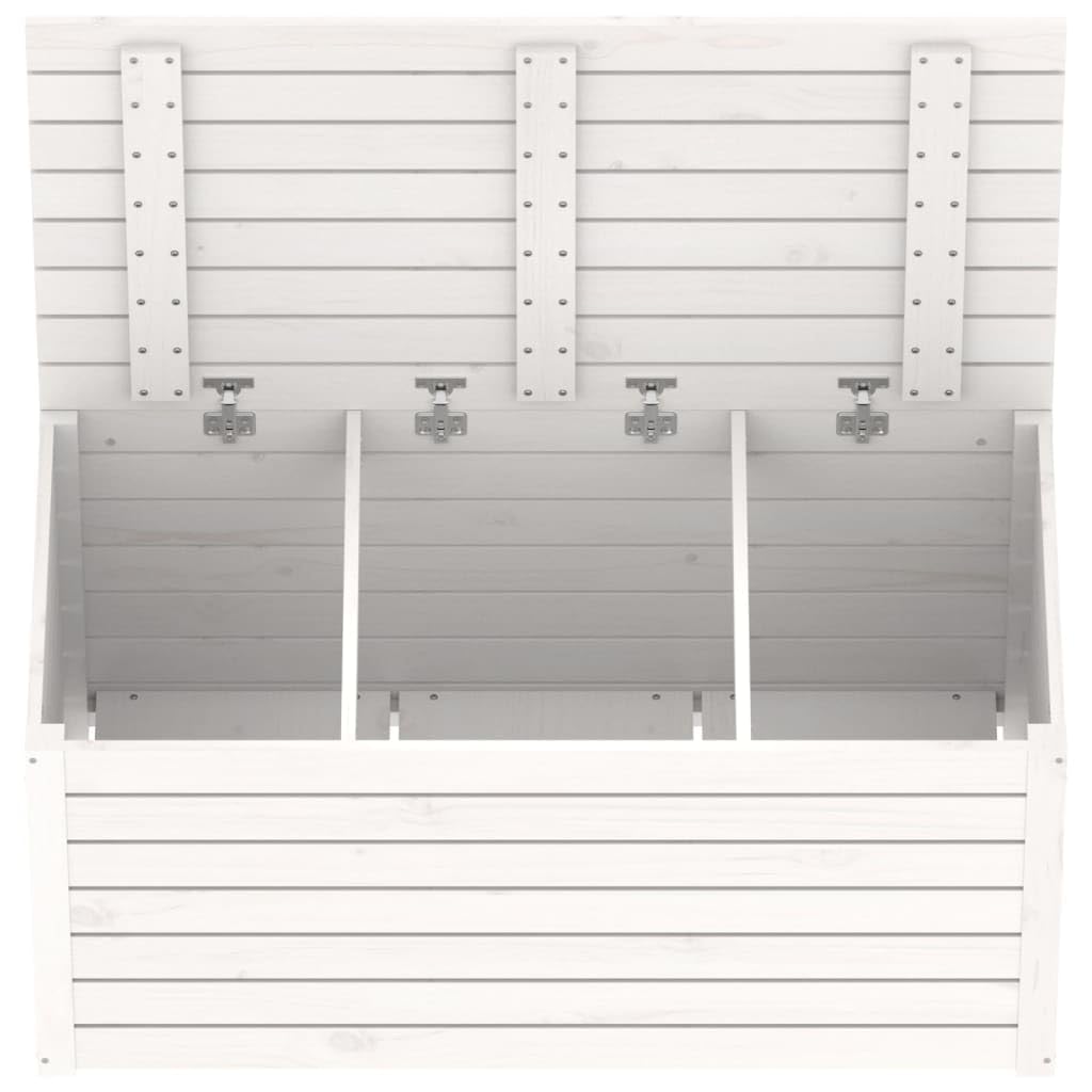 vidaXL Baúl de jardín Madera Maciza de Pino Blanco 101x50,5x46,5 cm, arcón de jardín, Muebles de jardín, Muebles de Exterior, Caja de jardín