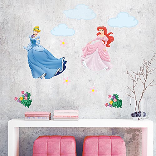 decalmile Princess Wall Stickers Murals Removable Vinyl Girls Room Wall Decals Nursery Baby Bedroom Wall Decor (6 Different Theme Princess) - Thumbnail 2