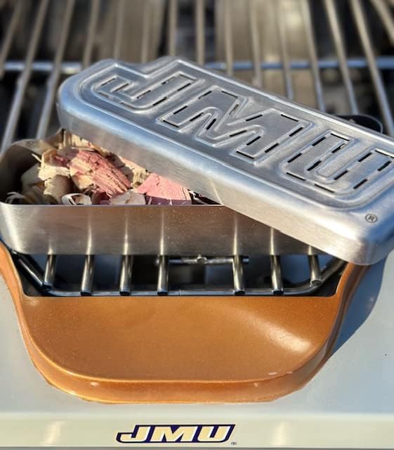 Miniatura 7 de JMU - Caja de ahumador de virutas de madera, acero inoxidable para barbacoa y ahumadores de carne, caja para astillas de madera, los mejores