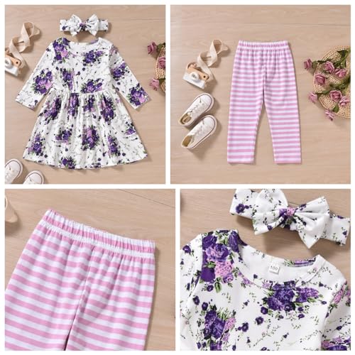 Image of Toddler-Girls-Fall-Clothes-Set Little Girls Highlow Tunic Tops+Leggings Outfit Boutique Clothing