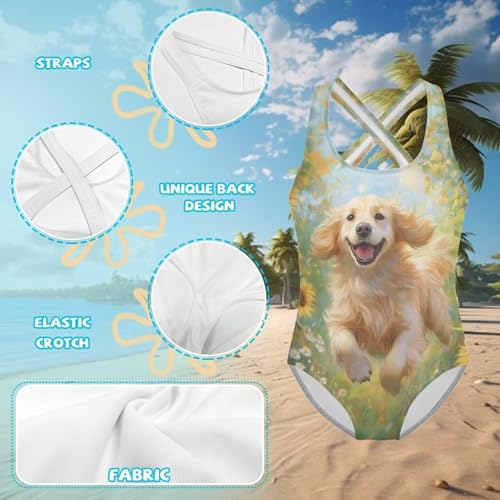 Image of One Piece Swimsuit Girls Cross-Back Bathing Suit 5-14Y Kids Swimwear Cute Swimsuits Sleeveless Bathing Suits