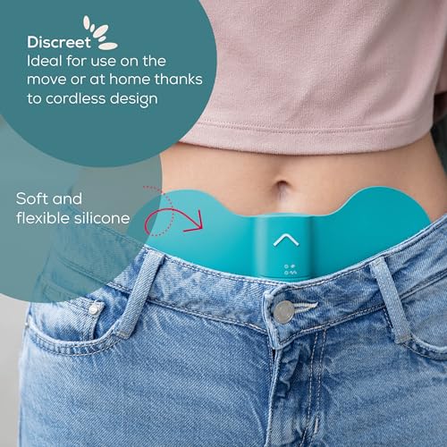 Beurer EM 55 Menstrual Relax+, contre les douleurs menstruelles et les douleurs dues à l'endométriose, fonction TENS et chaleur, avec batterie rechargeable, surface de chaleur plus grande, turquoise