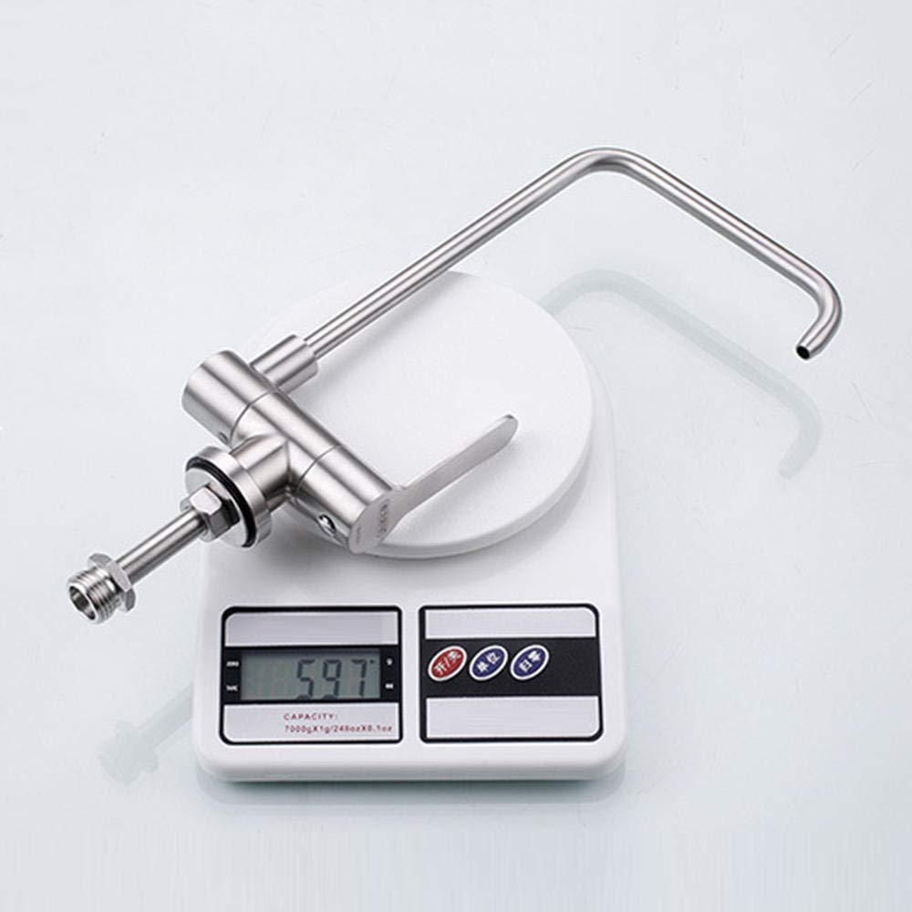 grifo cocina osmosis abatible, grifo puro, acero inoxidable 304, grifo abatible fregadero de cocina doméstico, plegable, cuello de cisne, 1/2 "o 1/4"-Grifo puro plegable - ángulo recto