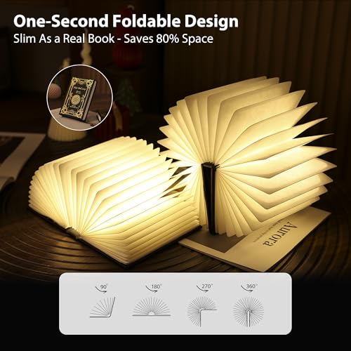 Ba suns Magic Book Lamp, 3-Color Adjustable Reading Light, Portable Foldable Paper Desk Lamp for Night Reading, 1200mAh Battery,Creative Home Decoration & Ideal Gift for Book Lovers — view 5