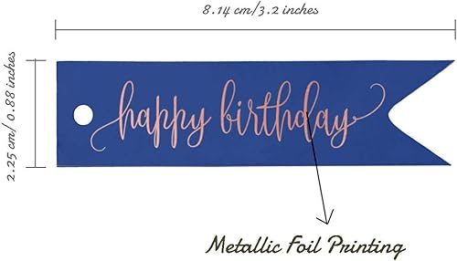 Miniatura 5 de Etiquetas de papel para colgar con texto en inglés Happy Birthday, 100 unidades