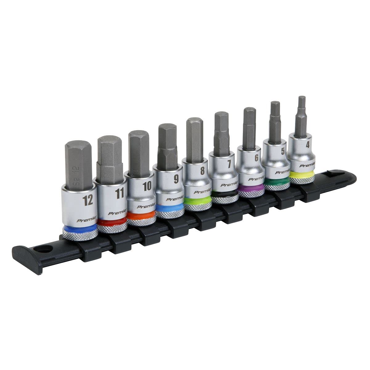 Sealey Drive Hex Socket Bit Set 9Pc - Platinum 3/8" Sq Ak6250