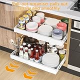2 Pack Expandable Pull Out Cabinet Organizer Adhesive, Peel And Stick Slide Out Drawers for Kitchen Cabinets,Cabinet Pull Out Shelves For Kitchen Pantry Organization Adjustable Width 12.6"-21" - Image 5