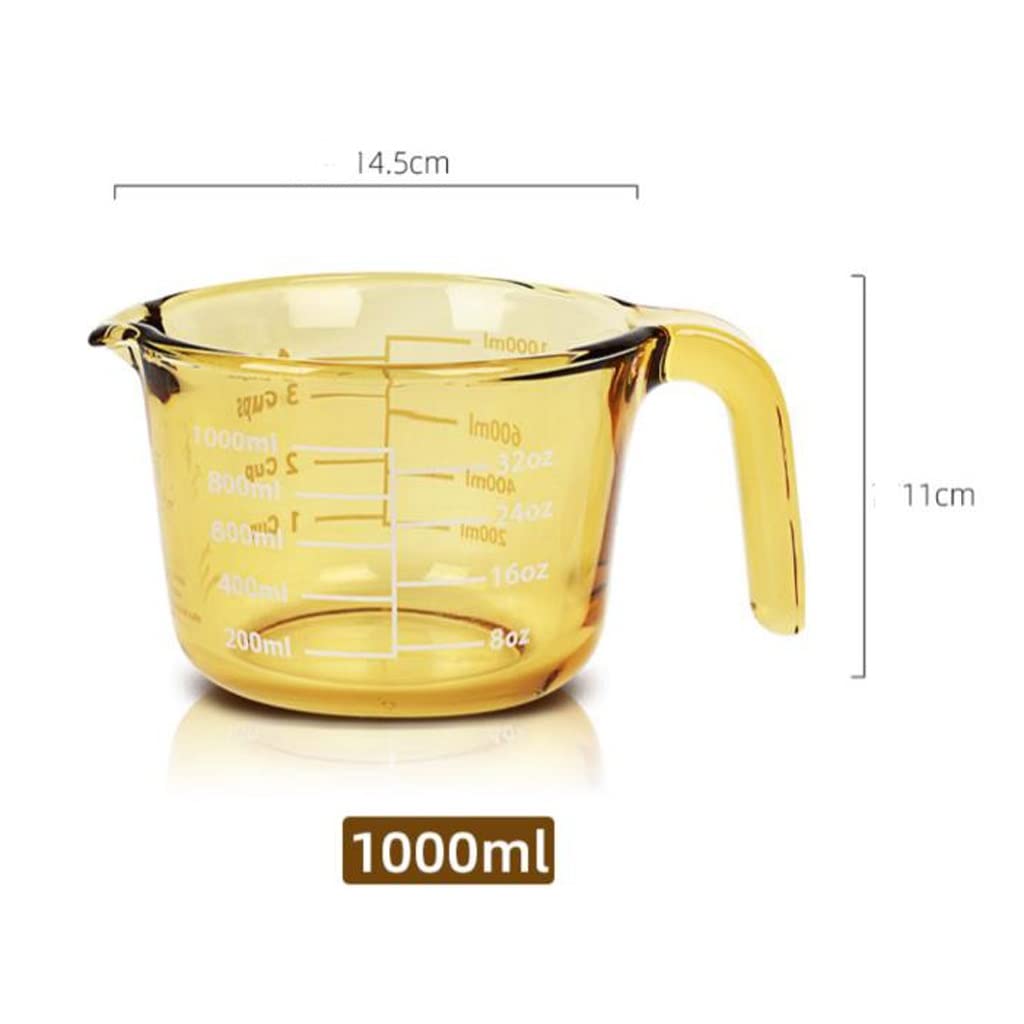Misurino in vetro con bilancia e coperchio per uso domestico Cucina Food Grade Tazze per latte resistenti alle alte temperature Cuocere e sbattere le uova Tazze per la colazione durevoli ( dimensioni
