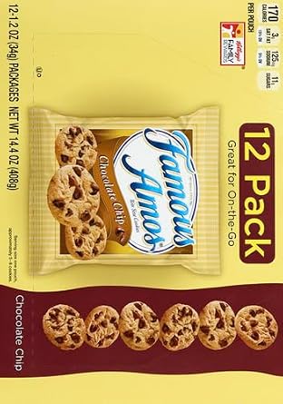 Famous Amos Cookies, Bite Size Chocolate Chip, 1.2 Oz, Pack of 12