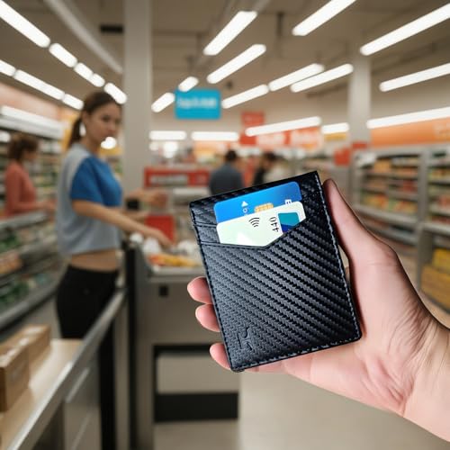 Bifold Wallet for Men-RFID Blocking Large Capacity 12 Card Slots Mens Wallet with 2 ID Windows and 2 Cash Pockets Strong Stitching Slim Front Pocket Design Includes Gift Box Black3