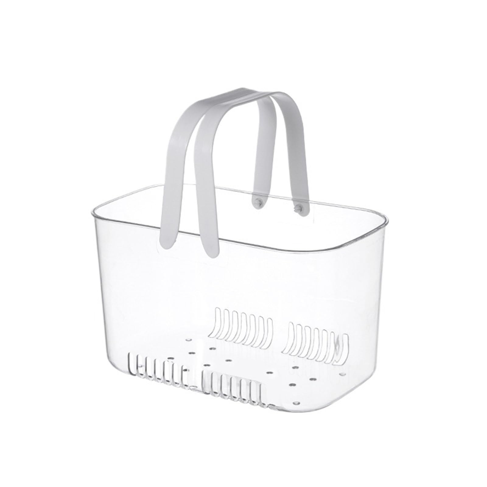 XVDRFSD Shower Caddy Portable Bottom Hollow Bathroom Storage Basket With Handles Easy To Drain Swim Durable Portable Organizer(White)