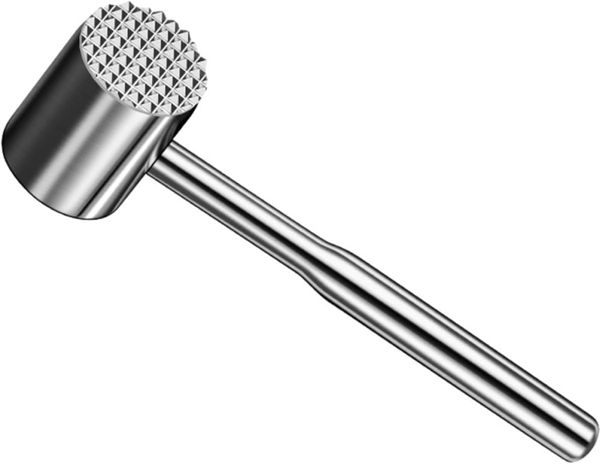Meat Tenderizer Hammer Dual-sided 304 Stainless Steel Kitchen Mallet Pounder for Beef and Pork Steak Tenderizing Tool Household Cooking