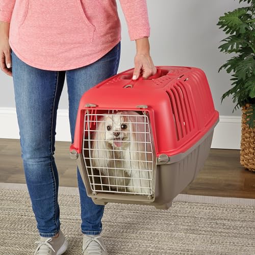 Image of MidWest Homes for Pets Spree Travel Pet Carrier, Dog Carrier Features Easy Assembly and Not The Tedious Nut & Bolt Assembly of Competitors, Red, 24-Inch Small Dog Breeds (1424SPR)