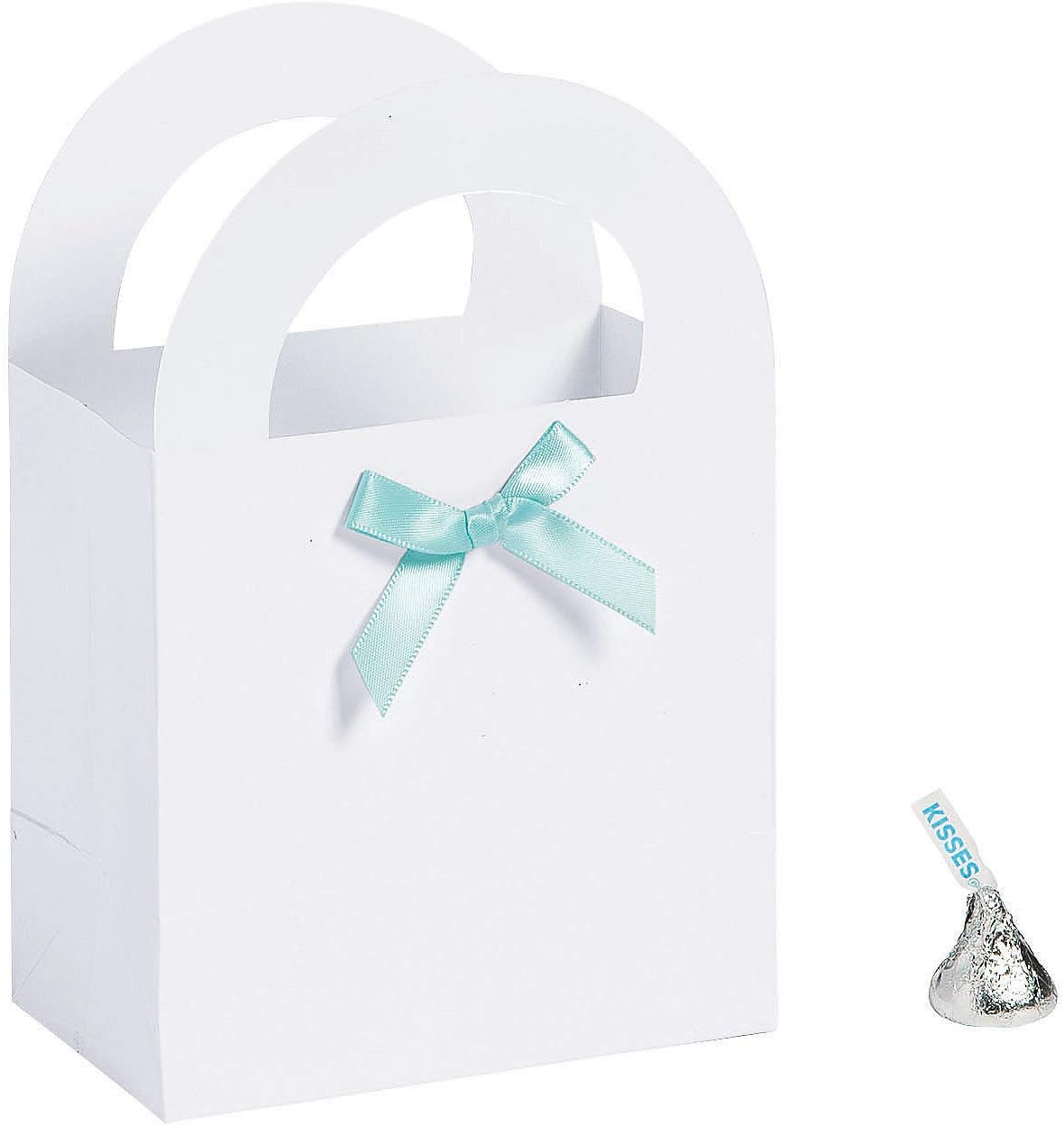 Fun Express BABY SHOWER PAPER BAG W BLUE BOW - Party Supplies - 12 Pieces
