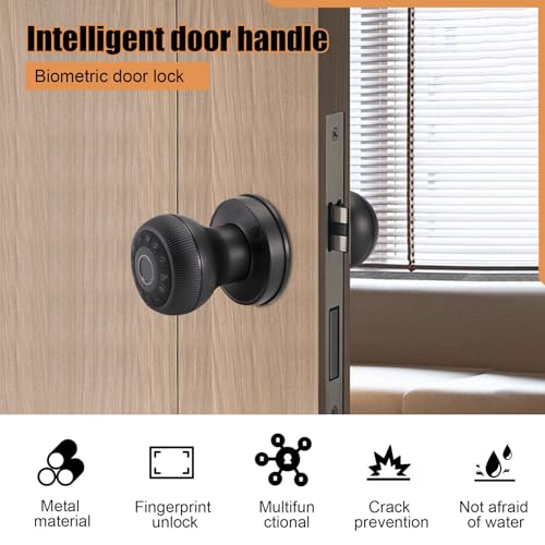 Serrure de porte intelligente à empreintes digitales et poignée électronique à code noire - 7