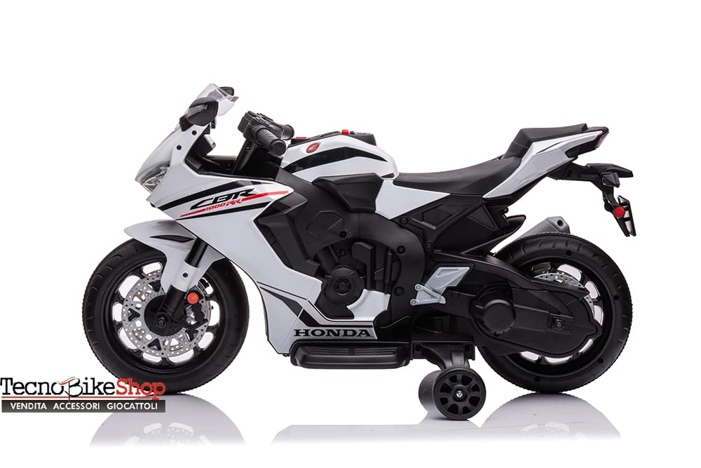 Moto Motocicletta Elettrica per Bambini Honda CBR 1000 RR 12v - Rotelle Luci Led Suoni (Bianco)