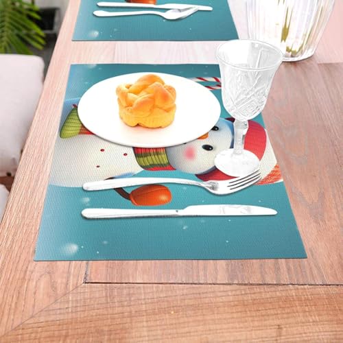 Set de table bonhomme de neige en PVC lavable résistant x4 pour repas de Noël