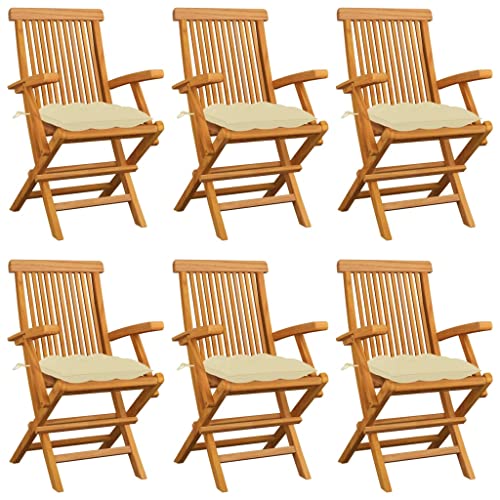 Mokuyary - Juego de 6 sillas de jardín y cojines para exterior, jardín, piscina, balcón, comedor
