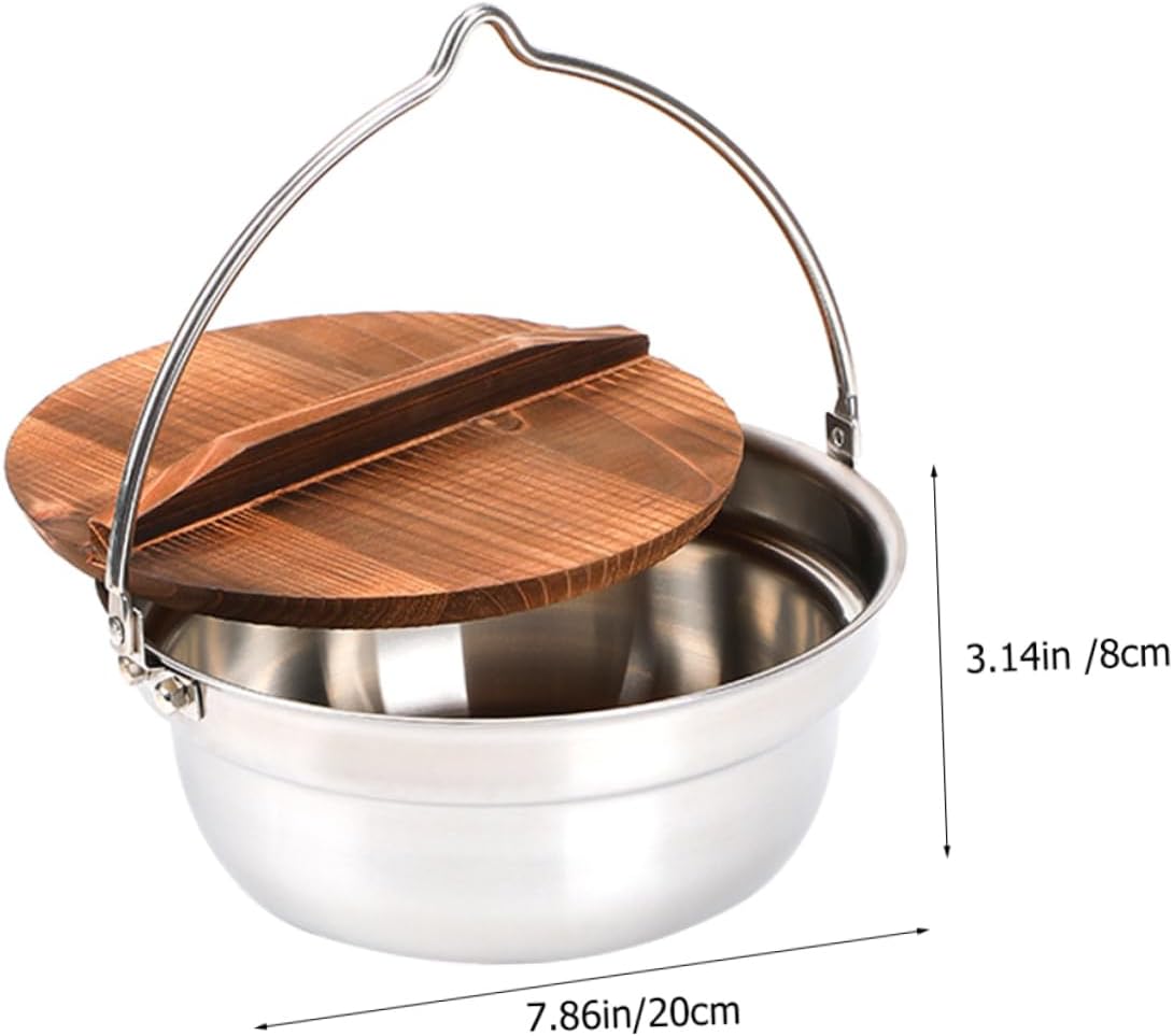 Totority 1set Stainless Steel Multi-use Camping Pot Cookware for Outdoor Cooking Lightweight and Portable for Soup Stews