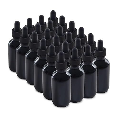 The Bottle Depot - Botella cuentagotas de vidrio de 2 oz - Paquete de 24 - UV negro - Botellas de tintura con cuentagotas