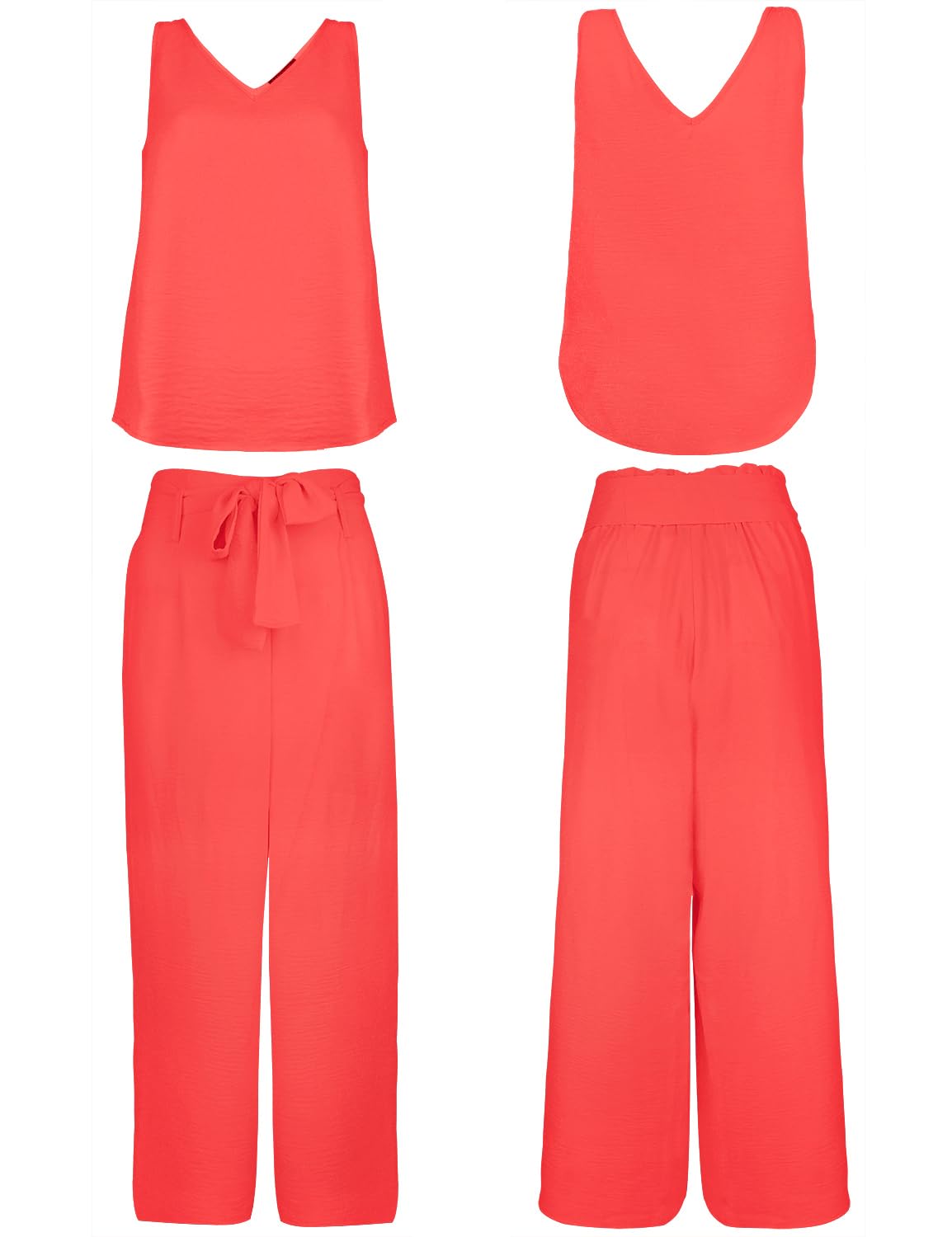 FANCYINN Ensemble de pantalons courts 2 pièces pour femmes Pantalon de sac en papier court taille haute à col en V et bretelles larges avec ceinture
