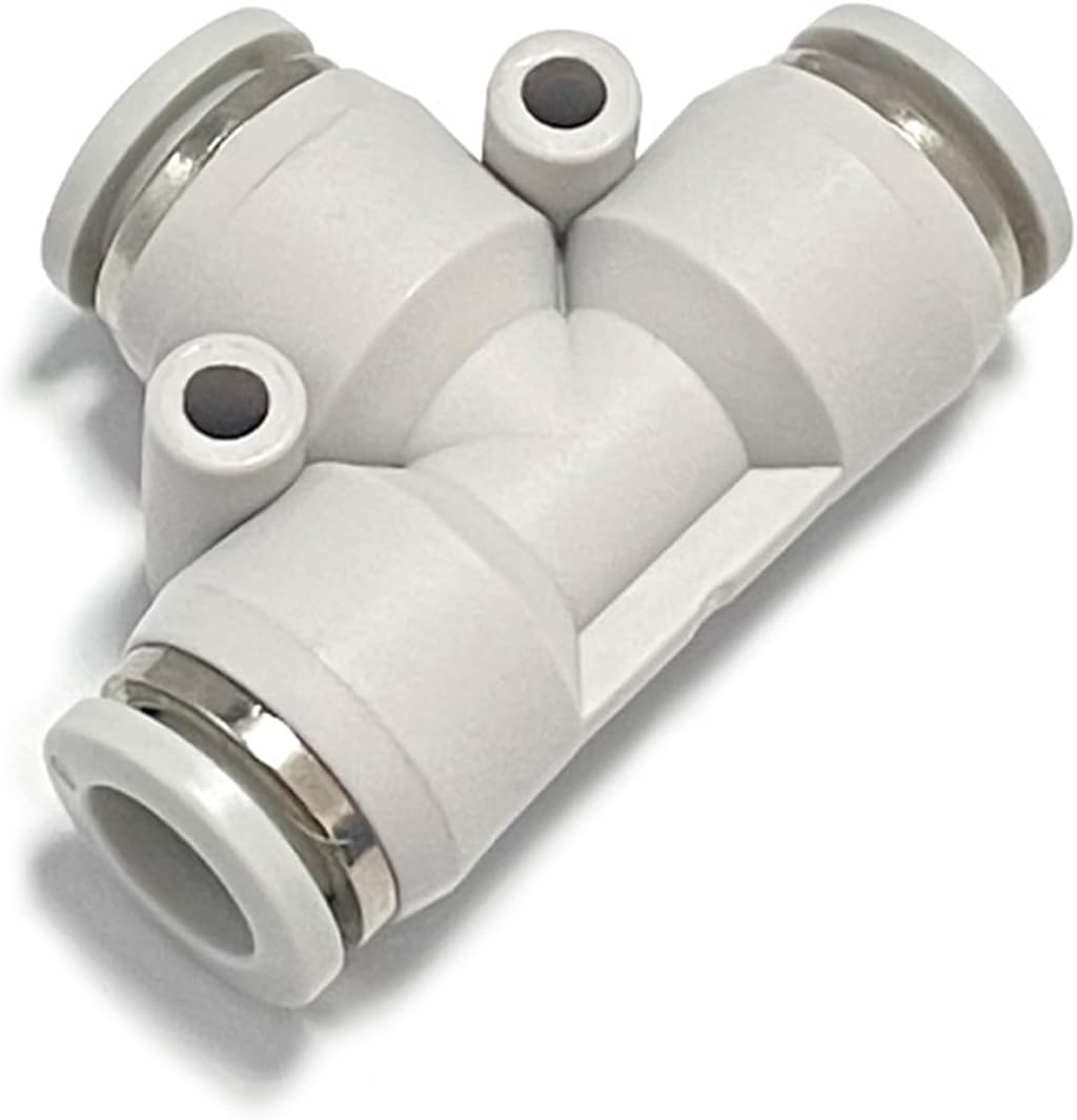 White PE Air Pipe Joint Quick Joint Pneumatic Accessories T-type Three-way Cylinder Accessories PE4/6/8/10/12 1Pcs(PE16)