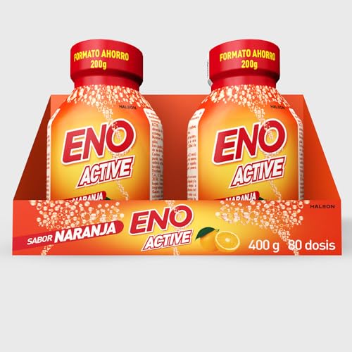 Eno Active, Producto A Base De Sales Minerales En Polvo, El Toque Refrescante Que Necesitas Después De Las Comidas, Sabor Naranja, Pack De 2 Frascos De 200 Gr Para 80 Dosis