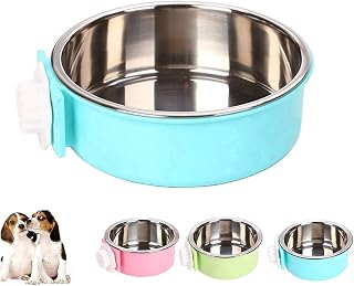 Love Dream Crate Dog Bowl Removable Stainless Steel Pet Kennel Hanging Bowl | No Spill Anti-overturn Food Water Feeder Bowl Cage Coop Cup for Puppy Dog Cat Rabbit Ferret Bird Easy to Install and Clean
