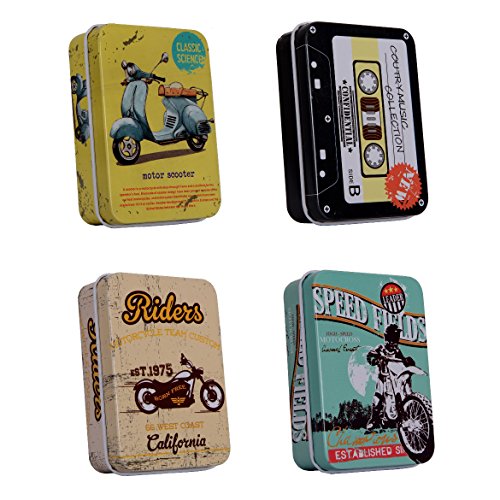 Lifestyle-You Beautiful Retro Tin Boxes Useful for Storing Small Stuff Like Small Jewellery, Medicine, Pills, Pen Drives, Candies, Keys, Earphones, Small Cords, Coins etc. Pack of 4 Lifestyle-You Beautiful Retro Tin Boxes Useful for Storing Small Stuff Like Small Jewellery, Medicine, Pills, Pen Drives, Candies, Keys, Earphones, Small Cords, Coins etc. Pack of 4