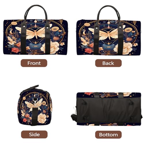 Mystical Butterfly Flower Travel Duffel Bag Sports Tote Gym Bag Waterproof Tear-Resistant Carry On Overnight Bag Foldable Weekender Bag for Gym Travel Getaway Beach Sports3