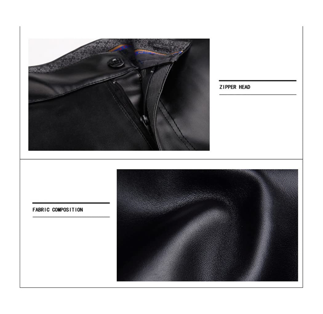 WEGUKRI Primavera Estate Autunno Uomini Pantaloni In Pelle Dritto Moto Biker Pantaloni PU Ecopelle Casual Pantaloni, Senza pile, W32