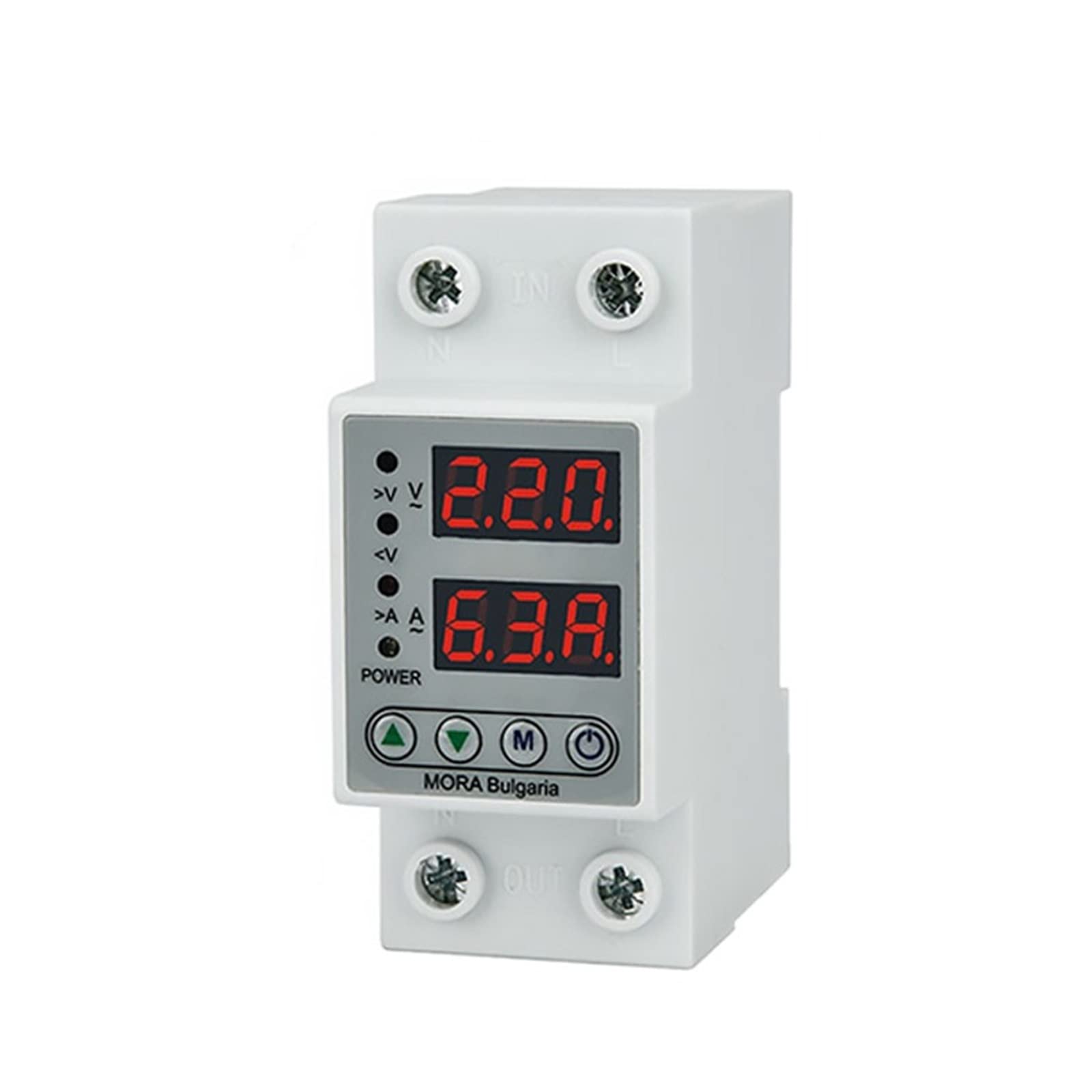 AQHYEBNSR 1Pcs 40A 63A Digital Adjustable Over Amp Under Voltage Protector Dual Display 230V Din Rail Relay Surge Limit(40a)