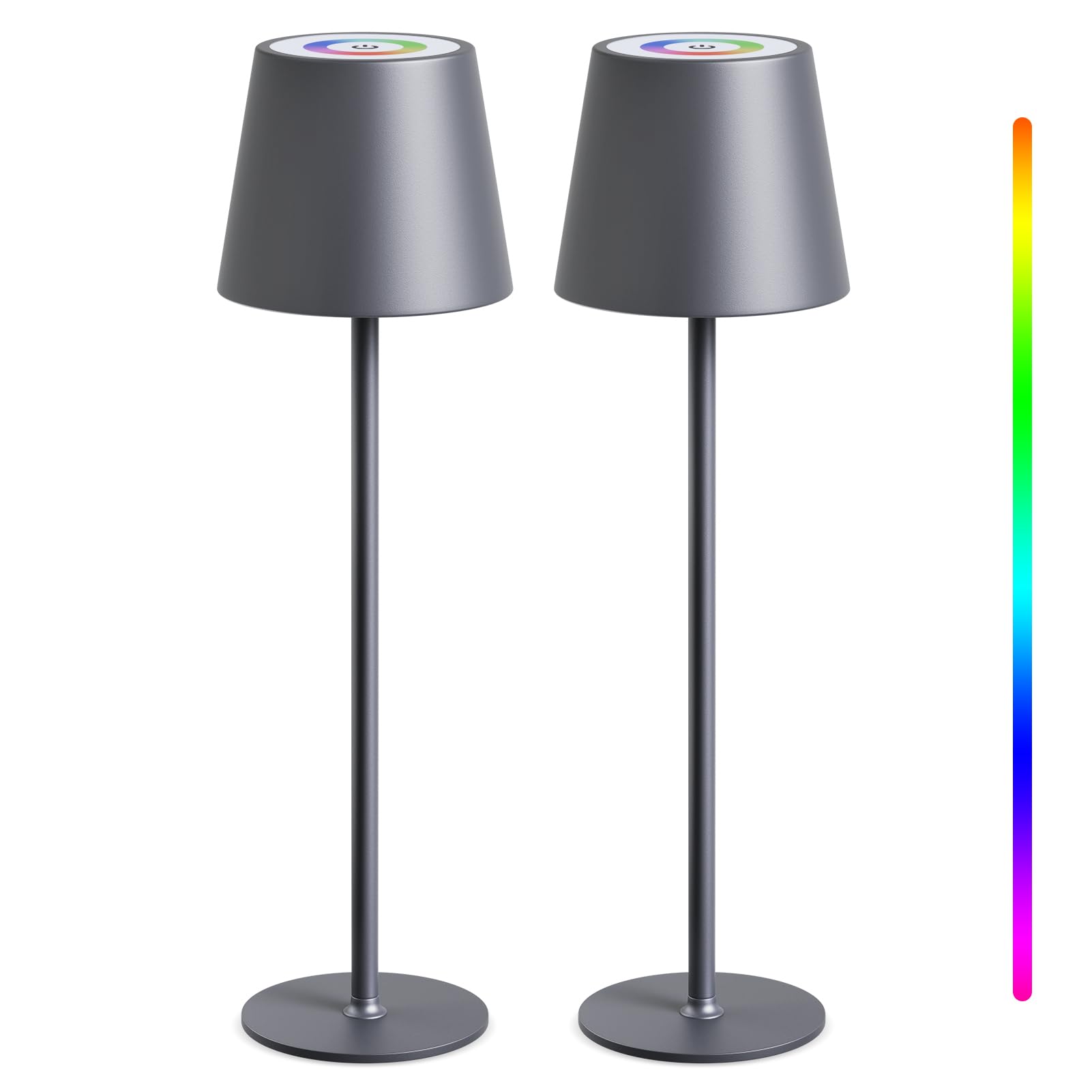 MALUX Tischlampe Kabellos Dimmbar LED Akku Tischleuchte - 8-15H Akkulaufzeit, USB-C Aufladung, IP44 Wasserdicht (Grau 2 Stück)