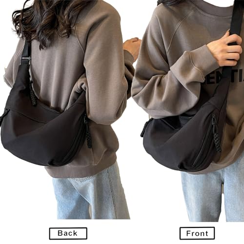 Sanxiner Bolsa crescente para mulheres e homens, bolsas transversais de nylon, bolsa tiracolo com vá