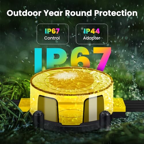 Image of Led Outdoor Ground Lights, Permanent Outdoor Lights for House with RGB Color Changing, Bluetooth Music Sync, IP67 Waterproof, Timer for Eaves Swimming Pool, Beach, Grassland (200 FT)