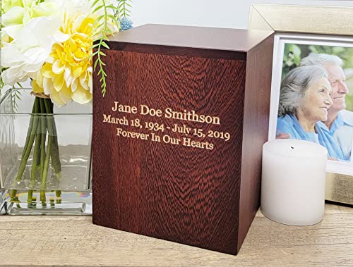 Eternal Wood Cremation Urn (Custom Engraved Cherry Stain)