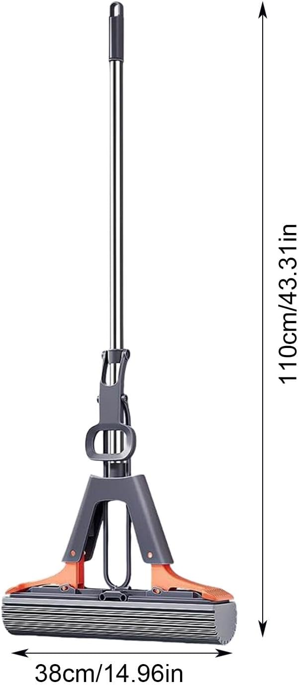 Squeeze Mop - Floor Roller Mop, PVA Sponge Mop with Adjustable Handle | Efficient Squeeze Mop for Hardwood, Tile, and Marble Floors, Absorbent Floor Cleaning Mop for Bedroom, Living Room, and Study