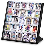 Emfogo Trading Card Display Stand, 5 Tier Sports Graded Card Display, Wooden Trading Card Display Stand for Soprts Card Collection & Show, Black