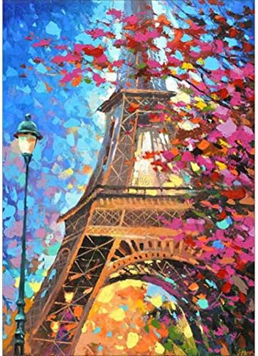 Diamond Painting Kits for Adults Kids, 5D DIY Eiffel Tower Diamond Art Accessories with Round Full Drill for Home Wall Decor - 11.8×15.7Inches