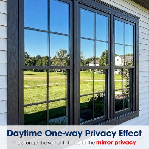 Image of Coavas One Way Privacy Window Film, Sun Blocking Reflective Window Film See Out Not in, Heat Control Window Tint for Home, Anti UV Static Cling for Windows Glass Door (Blue, 35.4 Inch X 6.5 Feet)