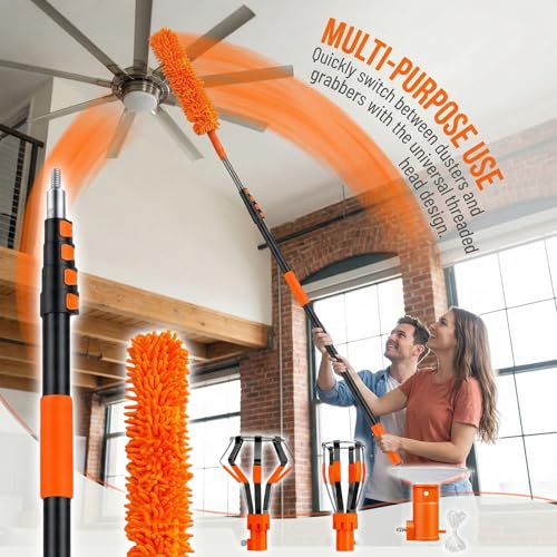 26FT Telescopic Light Bulb Changer for High Ceilings with 5-20FT Extension Pole, Flip-Tab Lock Universal Tool w/ Basket, Suction Cup, Grabber & Duster for Recessed, Ceiling Fans, Hard-to-Reach Lights by YUVFUDUOV - Image 6